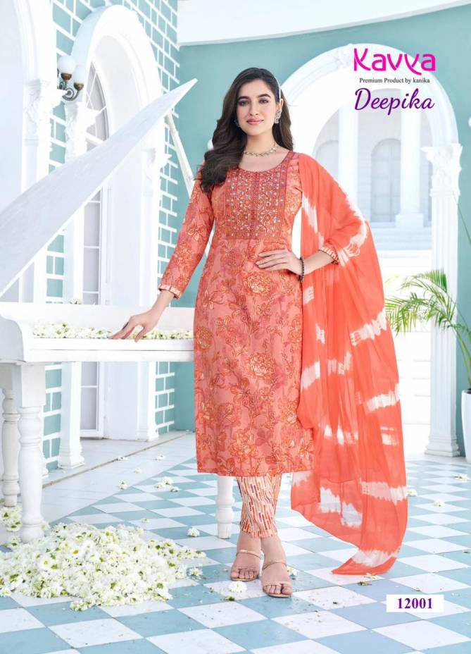 Deepika Vol 12 By Kavya Straight Cut Embroidery Kurti With Bottom Dupatta Wholesale Market
